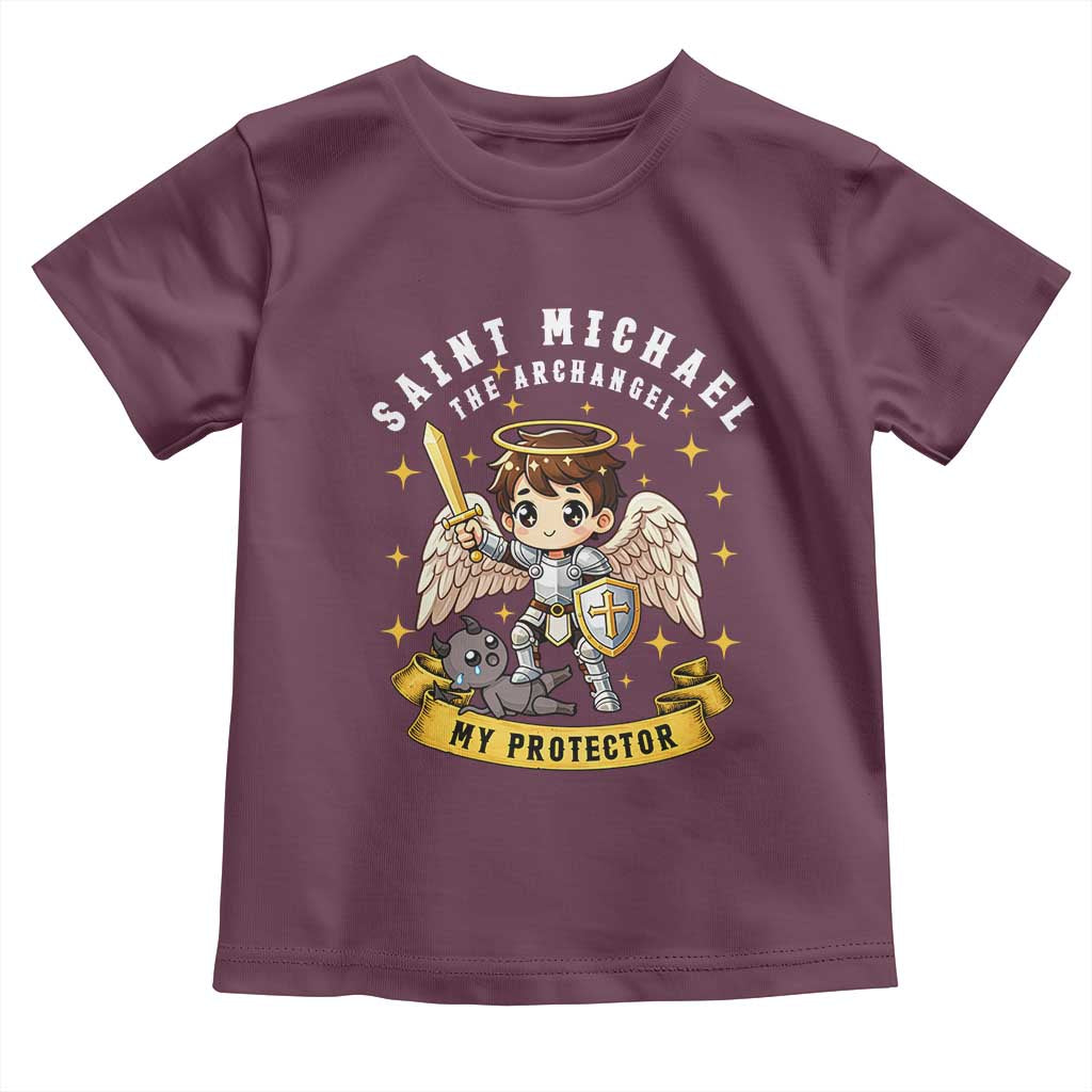 Funny Saint Michael Defeating Satan Toddler T Shirt Religious Faith Gift