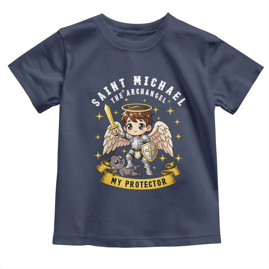 Funny Saint Michael Defeating Satan Toddler T Shirt Religious Faith Gift
