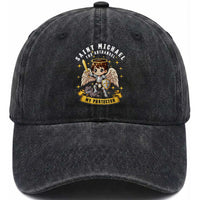 Funny Saint Michael Defeating Satan Washed Cotton Baseball Cap Religious Faith Gift