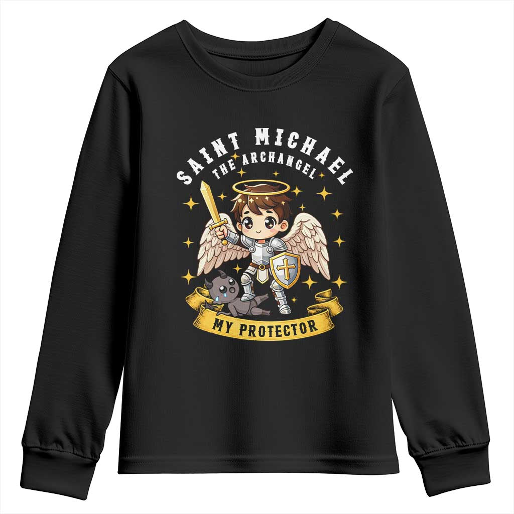 Funny Saint Michael Defeating Satan Youth Sweatshirt Religious Faith Gift