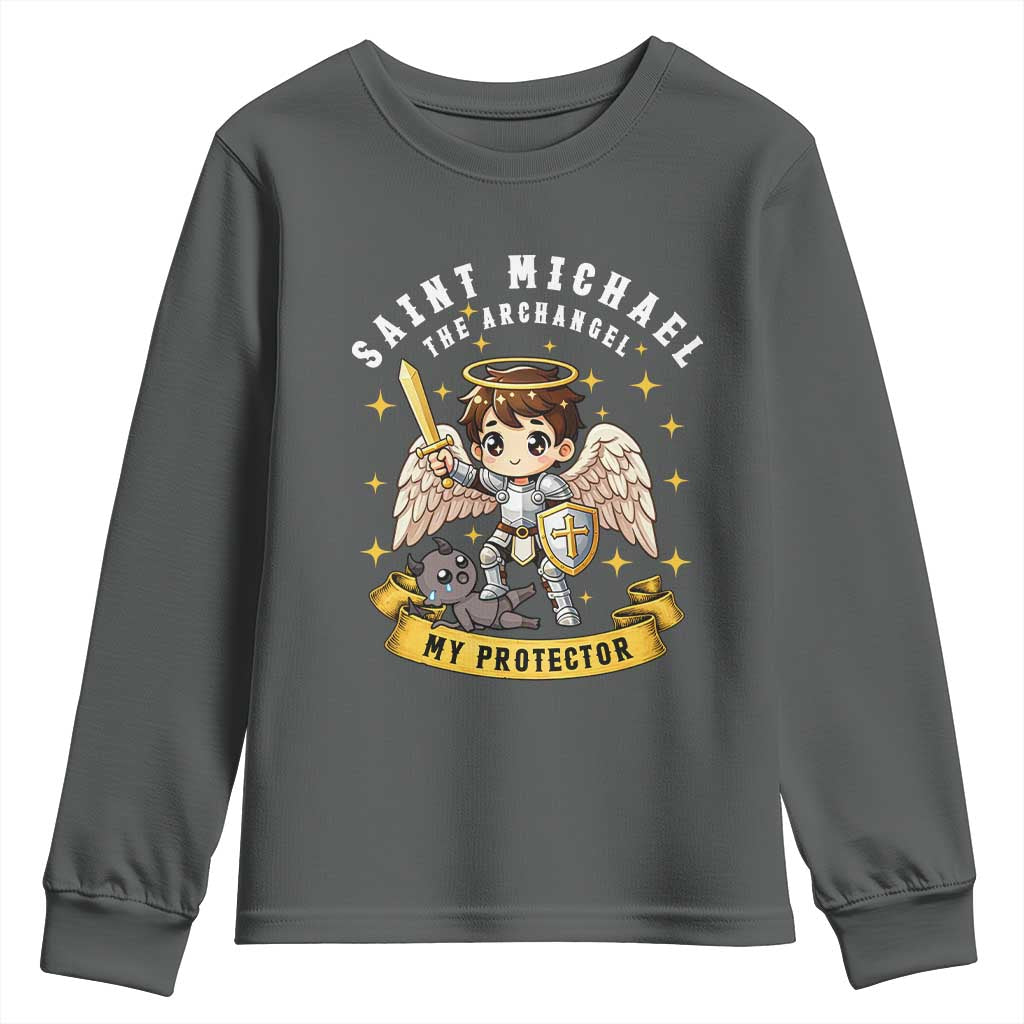 Funny Saint Michael Defeating Satan Youth Sweatshirt Religious Faith Gift
