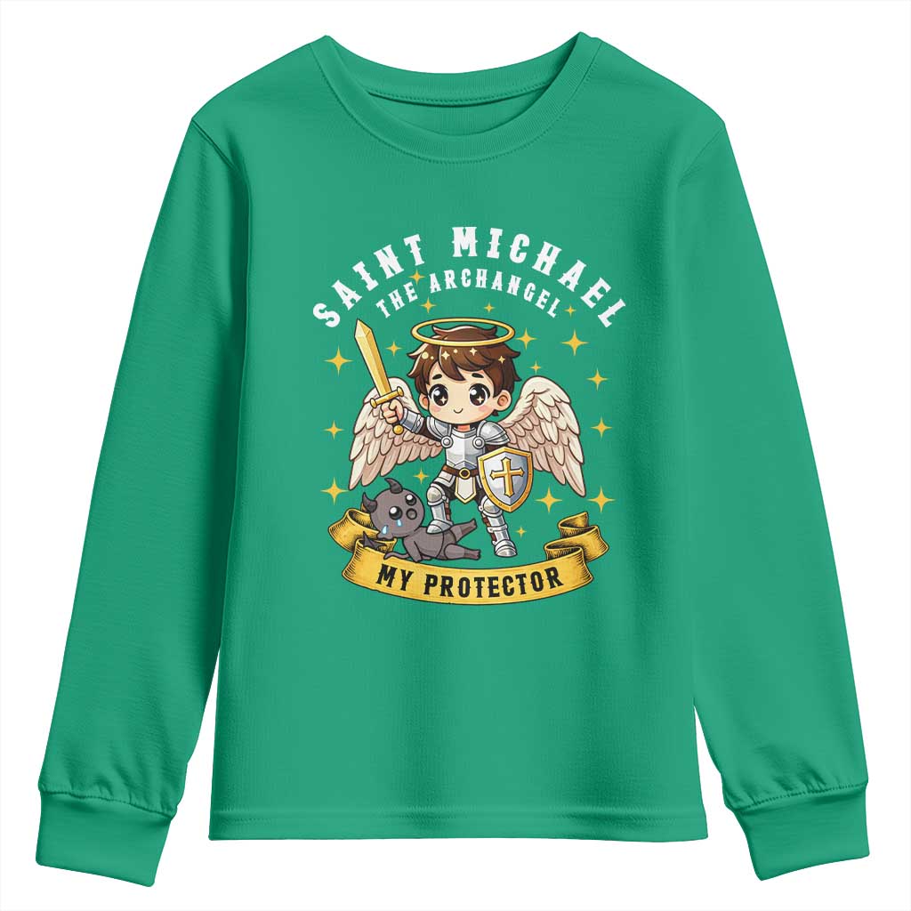 Funny Saint Michael Defeating Satan Youth Sweatshirt Religious Faith Gift
