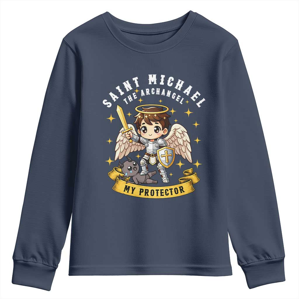 Funny Saint Michael Defeating Satan Youth Sweatshirt Religious Faith Gift