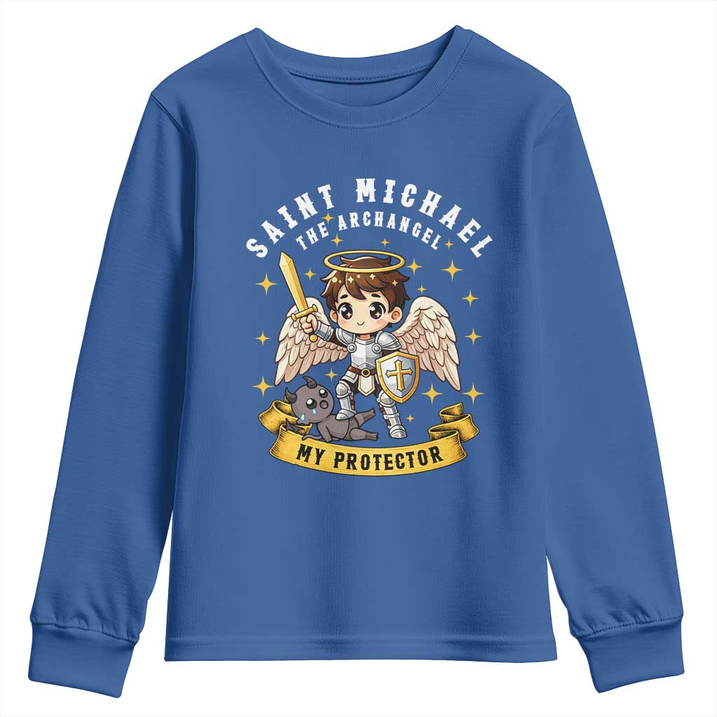 Funny Saint Michael Defeating Satan Youth Sweatshirt Religious Faith Gift