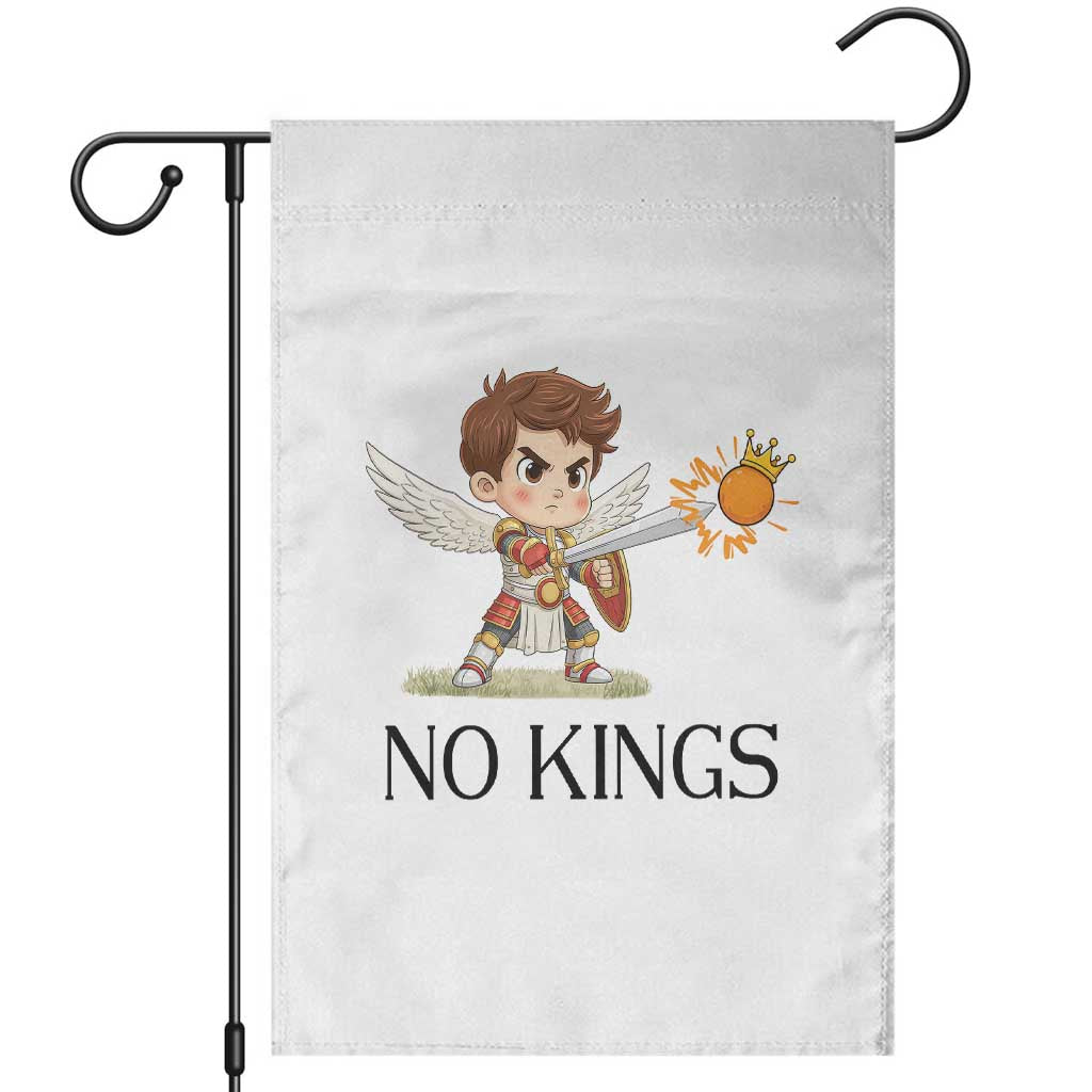 No Kings Garden Flag Funny Saint Michael Topples The Crown