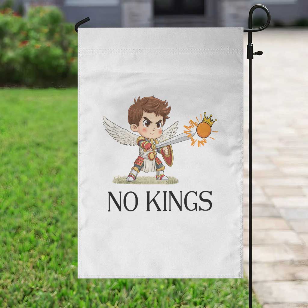 No Kings Garden Flag Funny Saint Michael Topples The Crown