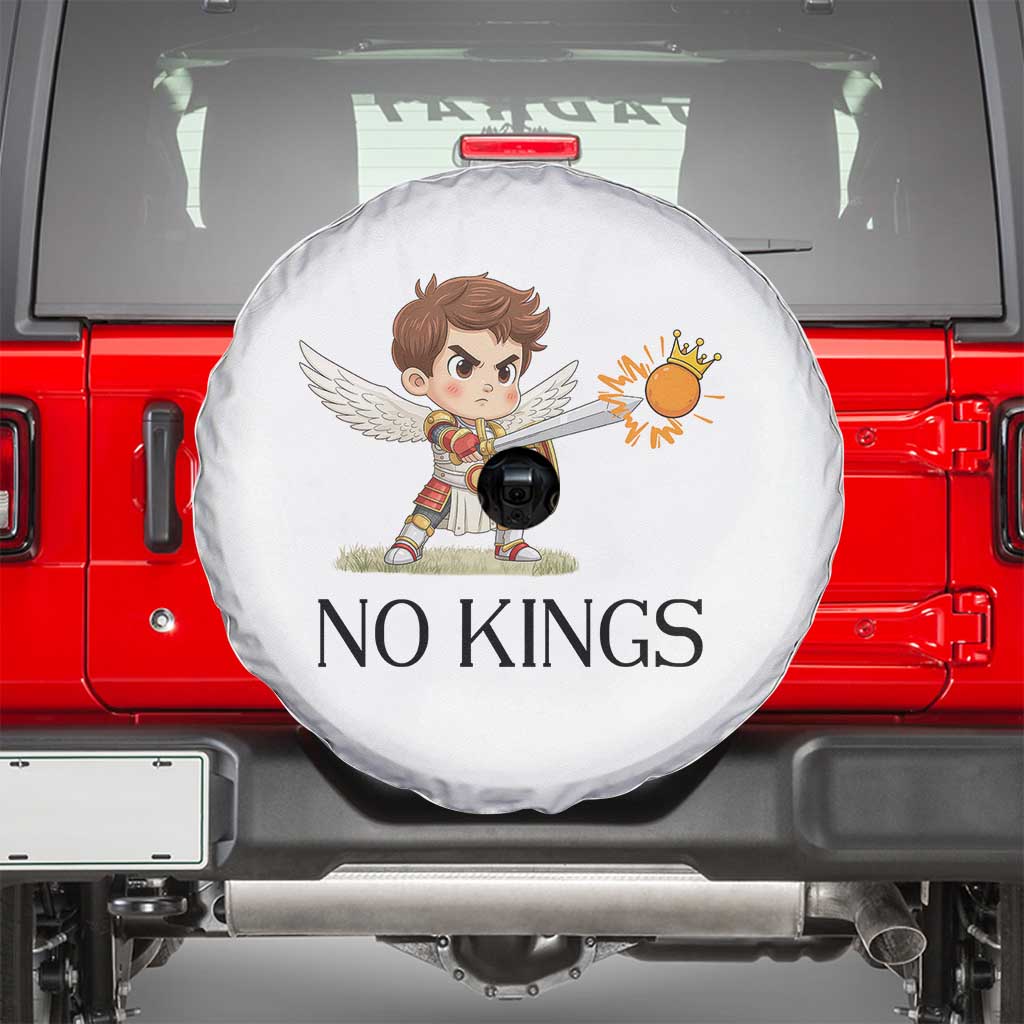 No Kings Spare Tire Cover Funny Saint Michael Topples The Crown