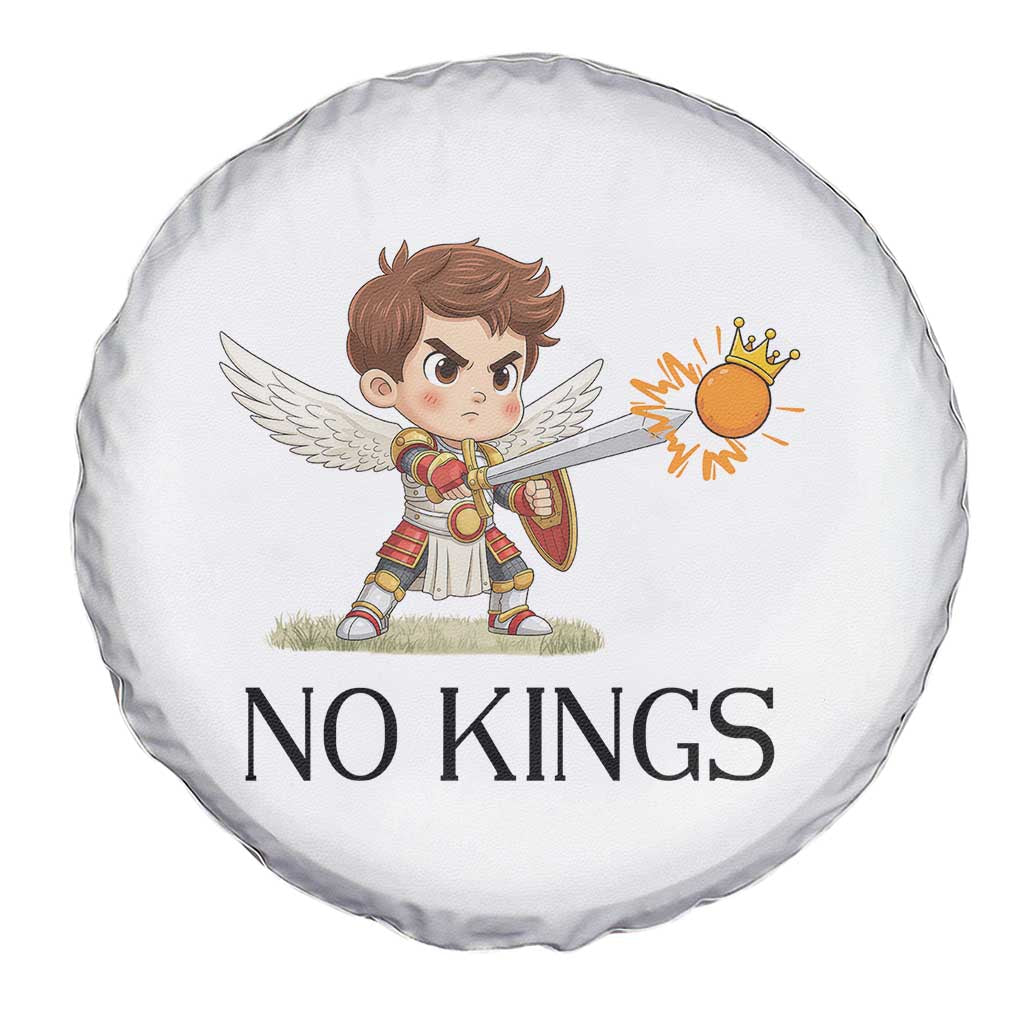 No Kings Spare Tire Cover Funny Saint Michael Topples The Crown