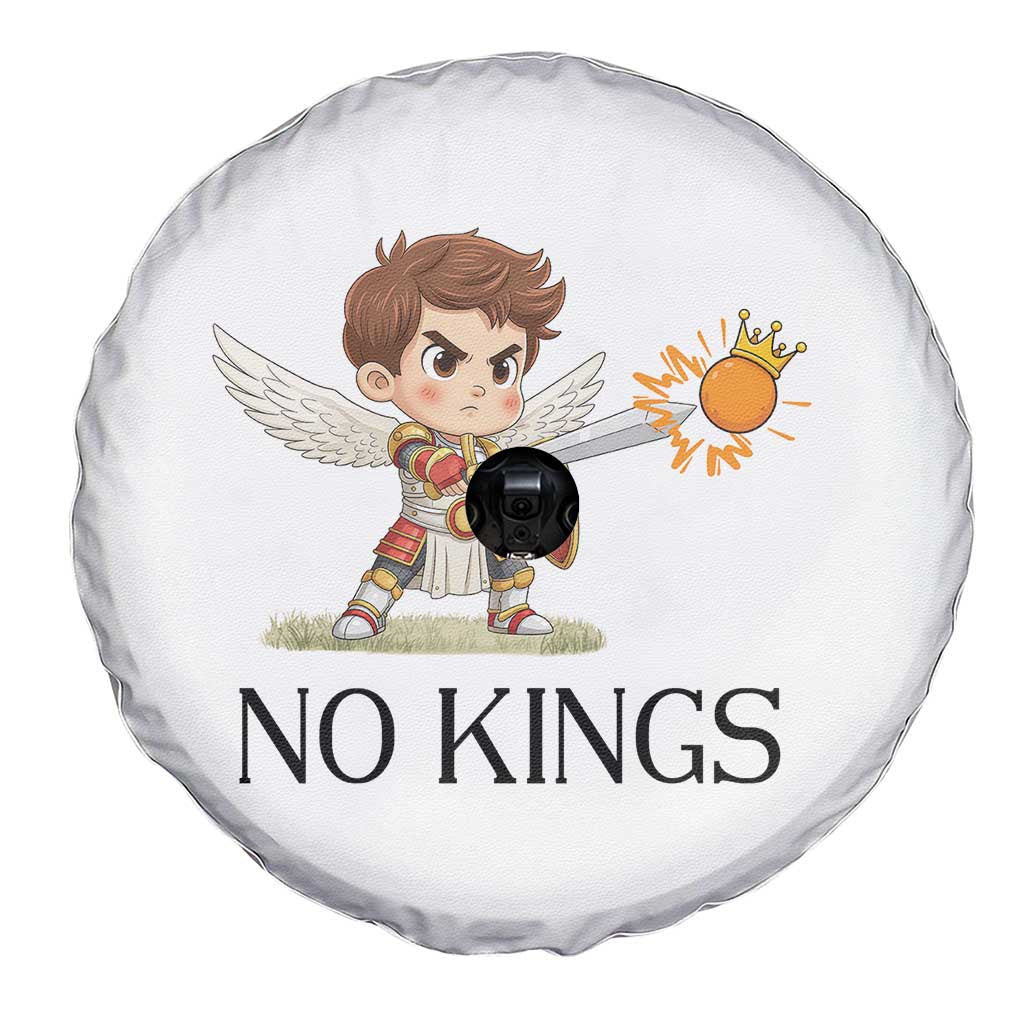 No Kings Spare Tire Cover Funny Saint Michael Topples The Crown