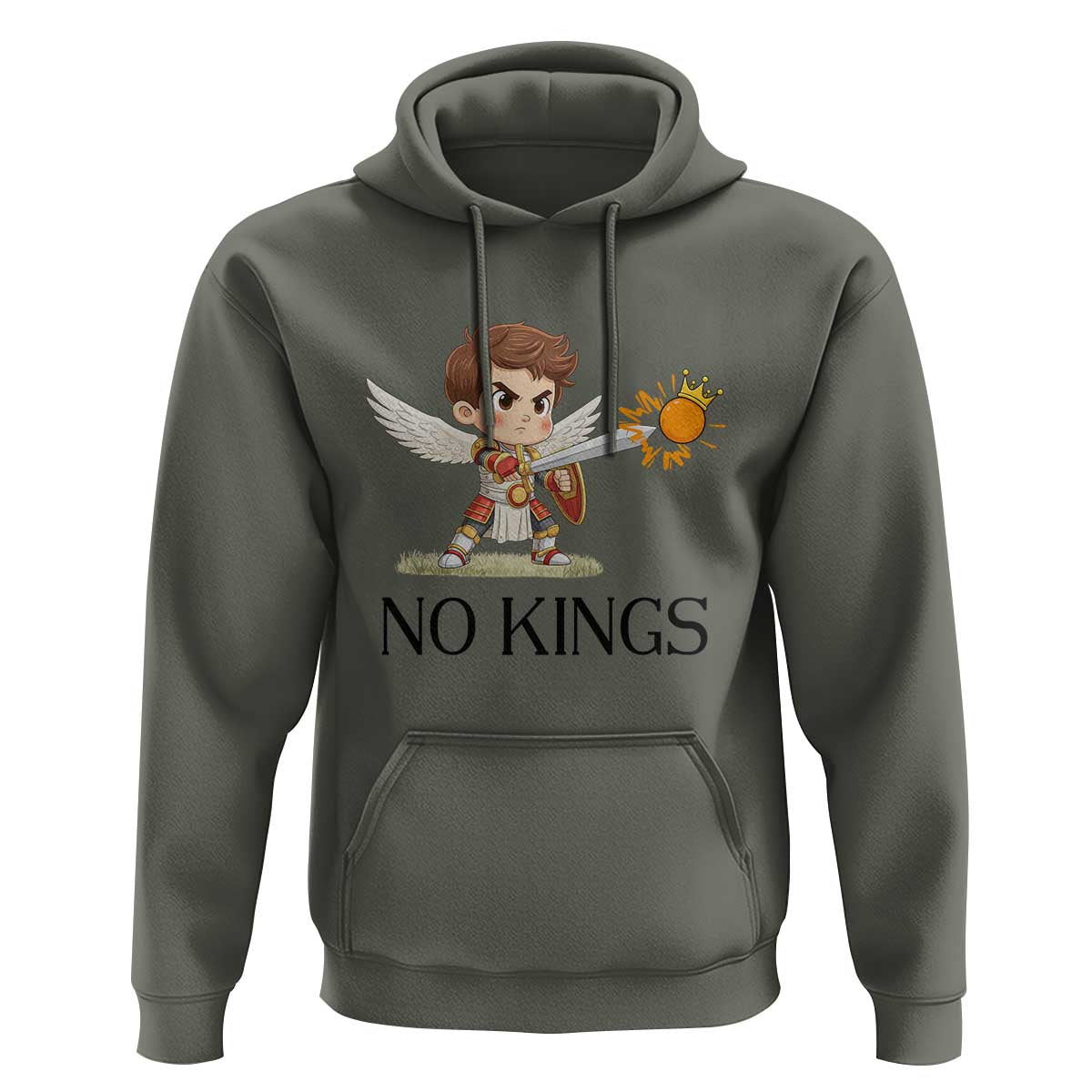 No Kings Hoodie Funny Saint Michael Topples The Crown