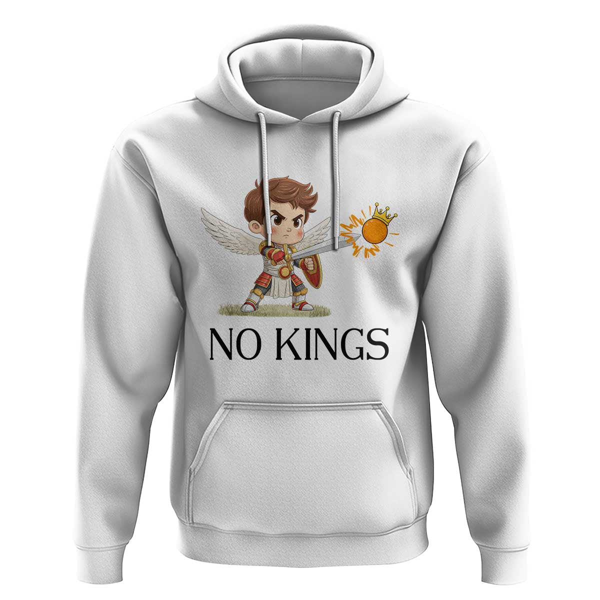 No Kings Hoodie Funny Saint Michael Topples The Crown