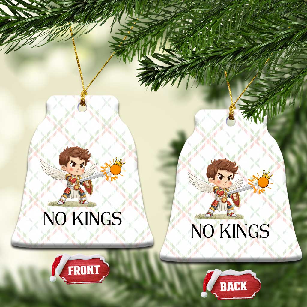 No Kings Ceramic Ornament Funny Saint Michael Topples The Crown