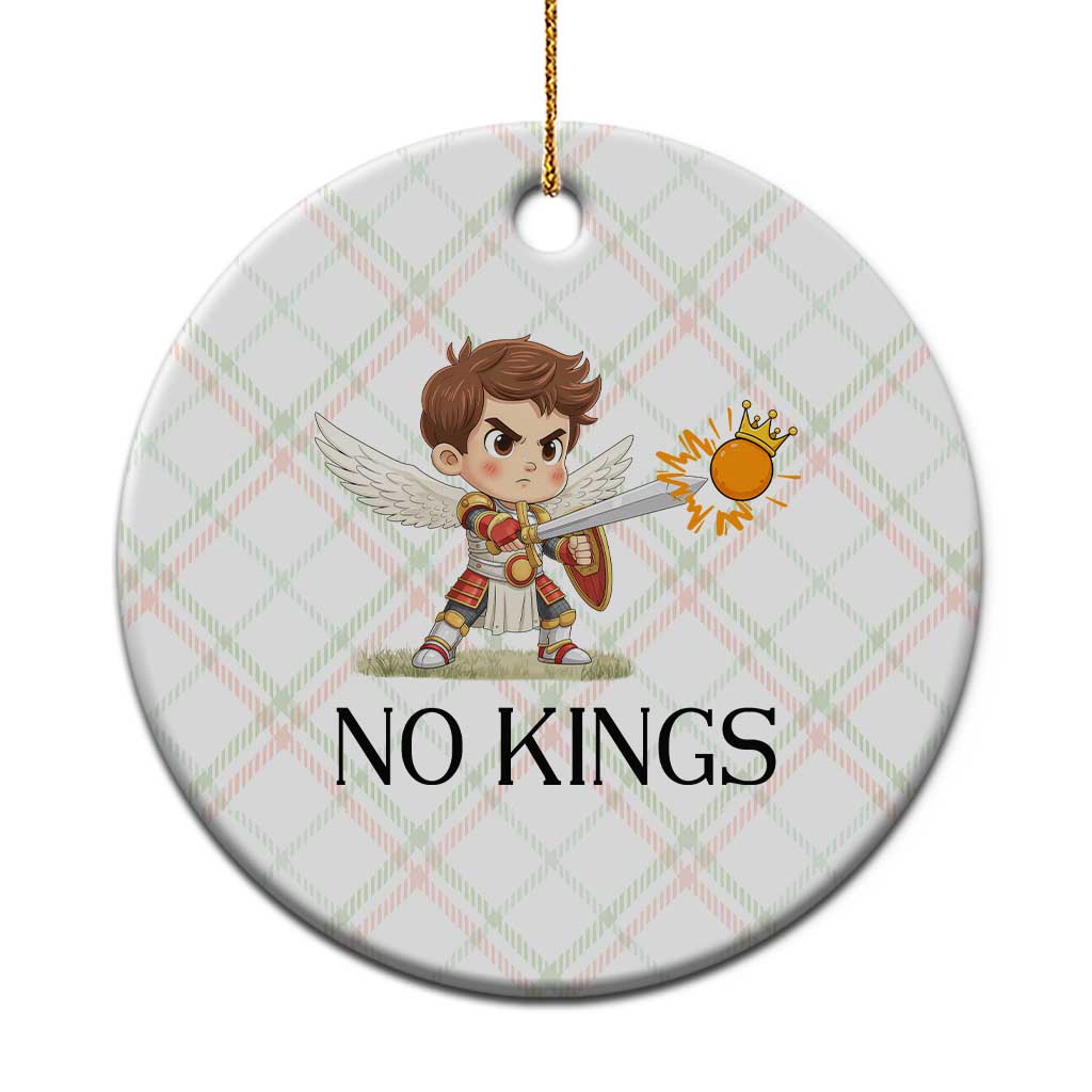 No Kings Ceramic Ornament Funny Saint Michael Topples The Crown