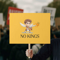 No Kings Protest Sign Funny Saint Michael Topples The Crown