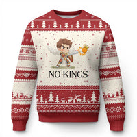 No Kings Ugly Christmas Sweater Funny Saint Michael Topples The Crown