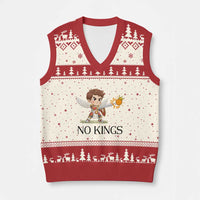 No Kings V-Neck Knit Sweater Vest Funny Saint Michael Topples The Crown