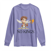 No Kings Long Sleeve Shirt Funny Saint Michael Topples The Crown