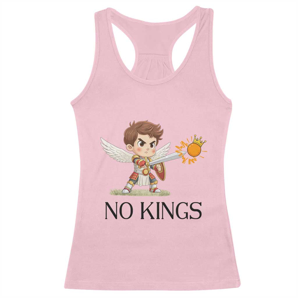 No Kings Racerback Tank Top Funny Saint Michael Topples The Crown