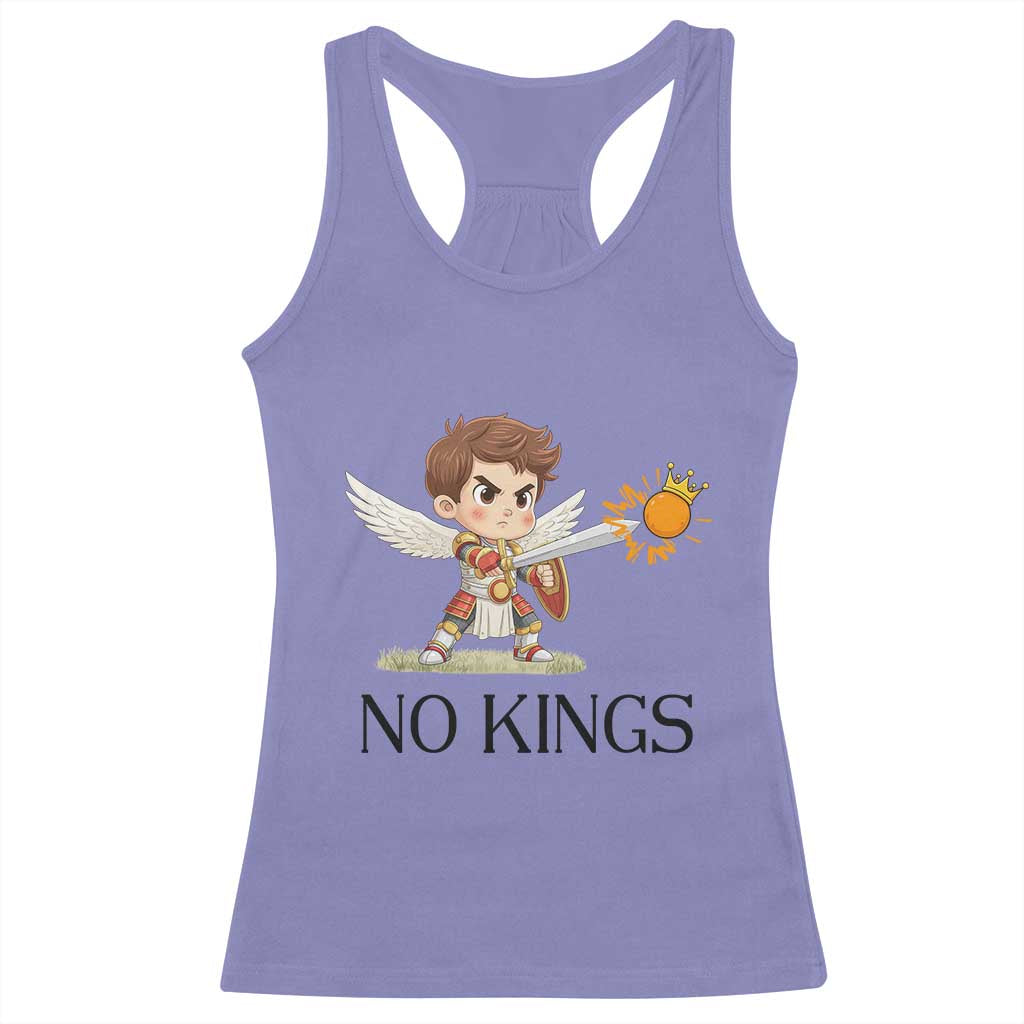 No Kings Racerback Tank Top Funny Saint Michael Topples The Crown
