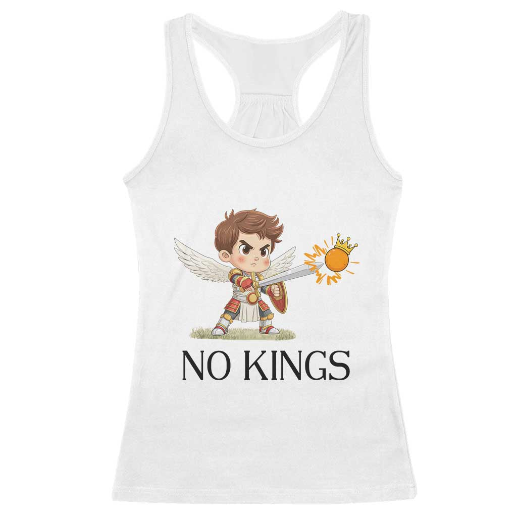 No Kings Racerback Tank Top Funny Saint Michael Topples The Crown