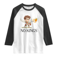 No Kings Raglan Shirt Funny Saint Michael Topples The Crown