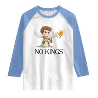 No Kings Raglan Shirt Funny Saint Michael Topples The Crown