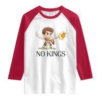 No Kings Raglan Shirt Funny Saint Michael Topples The Crown