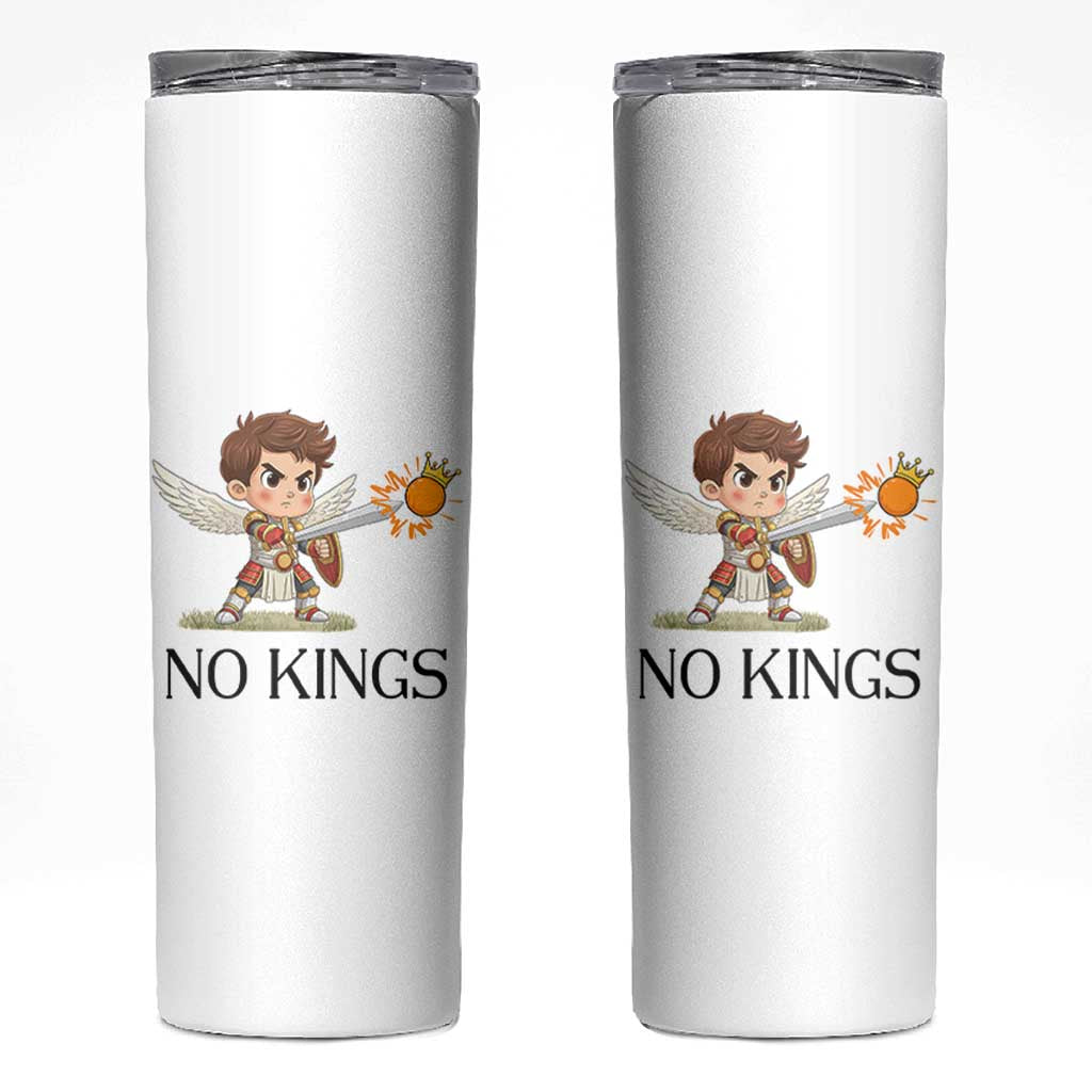 No Kings Skinny Tumbler Funny Saint Michael Topples The Crown