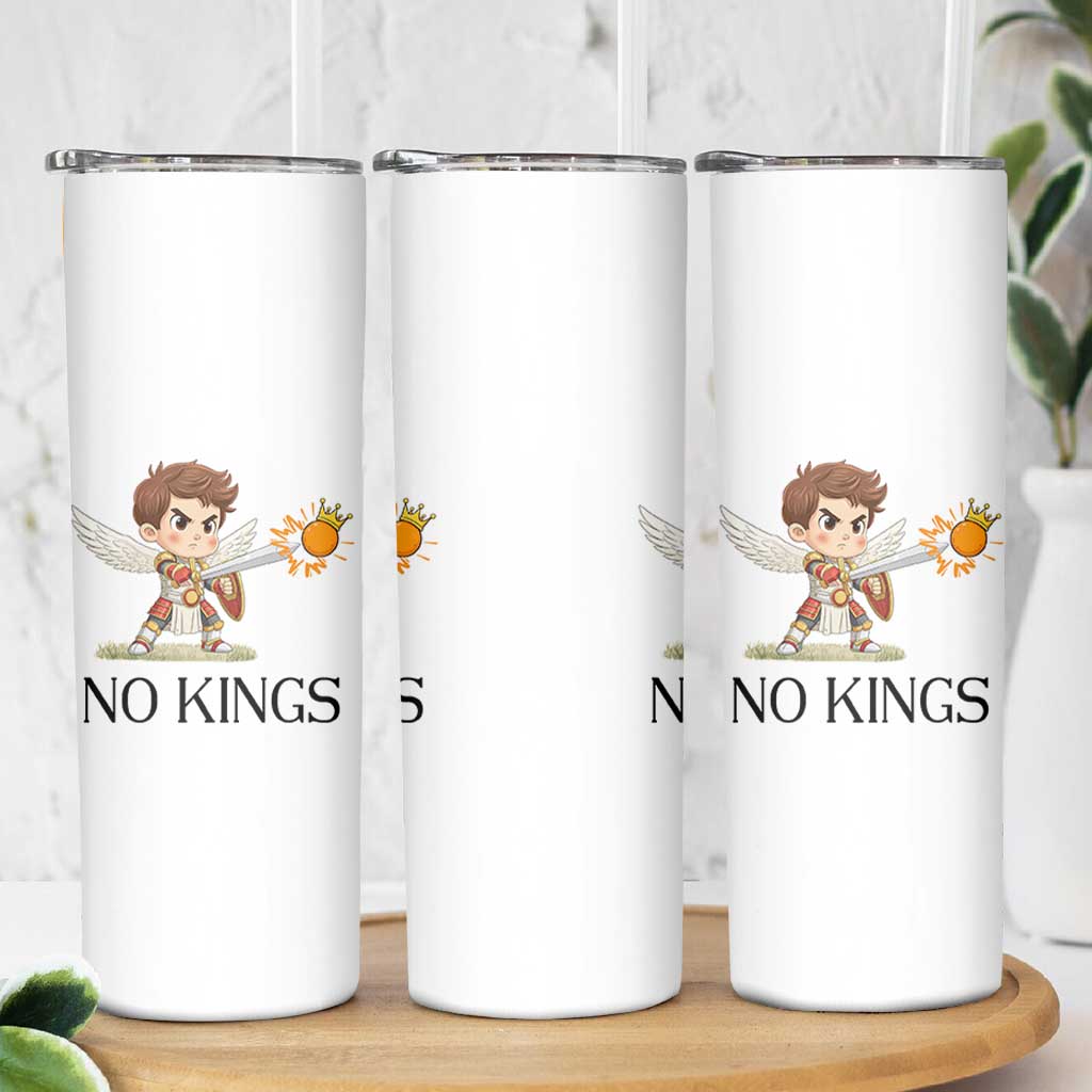 No Kings Skinny Tumbler Funny Saint Michael Topples The Crown
