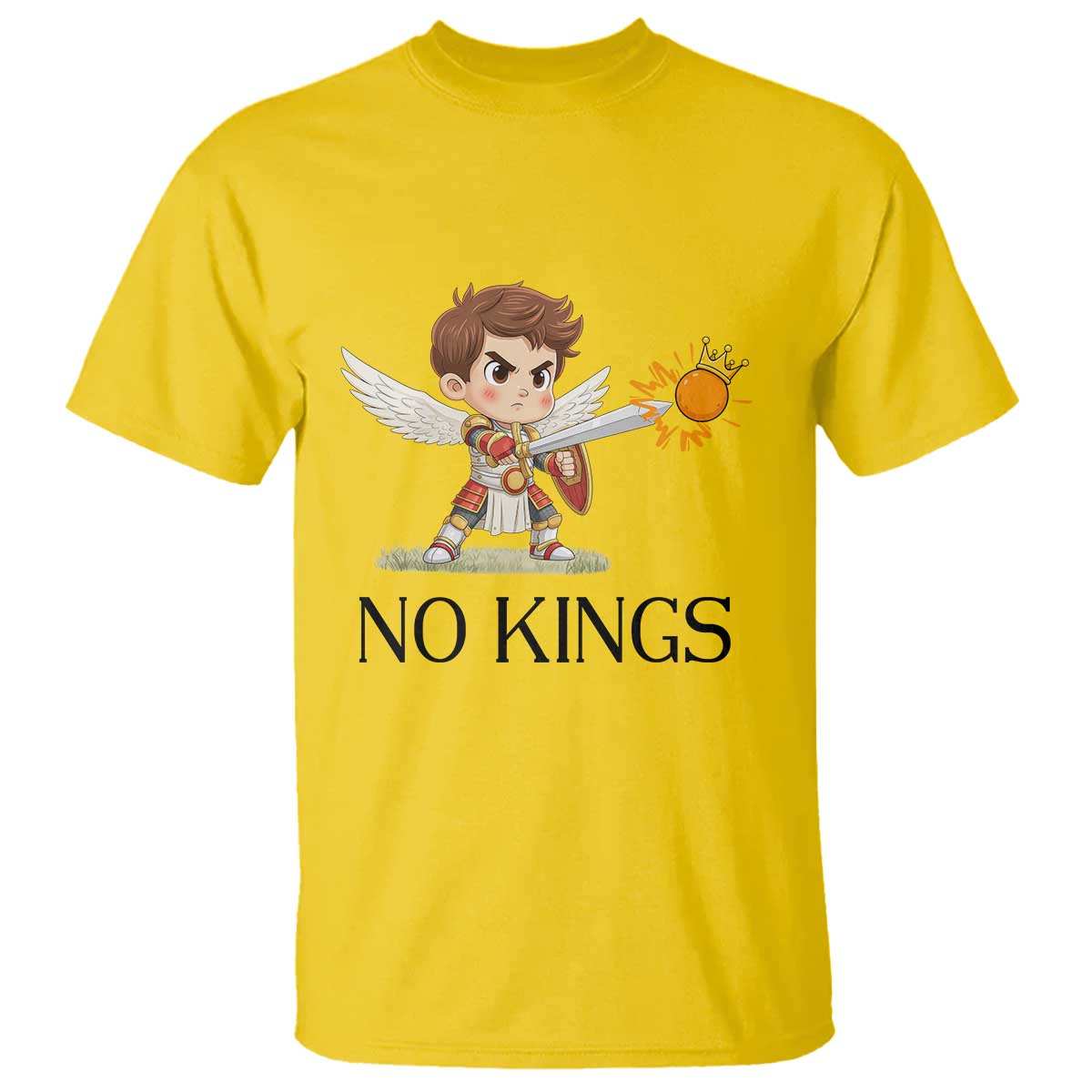 No Kings T Shirt Funny Saint Michael Topples The Crown