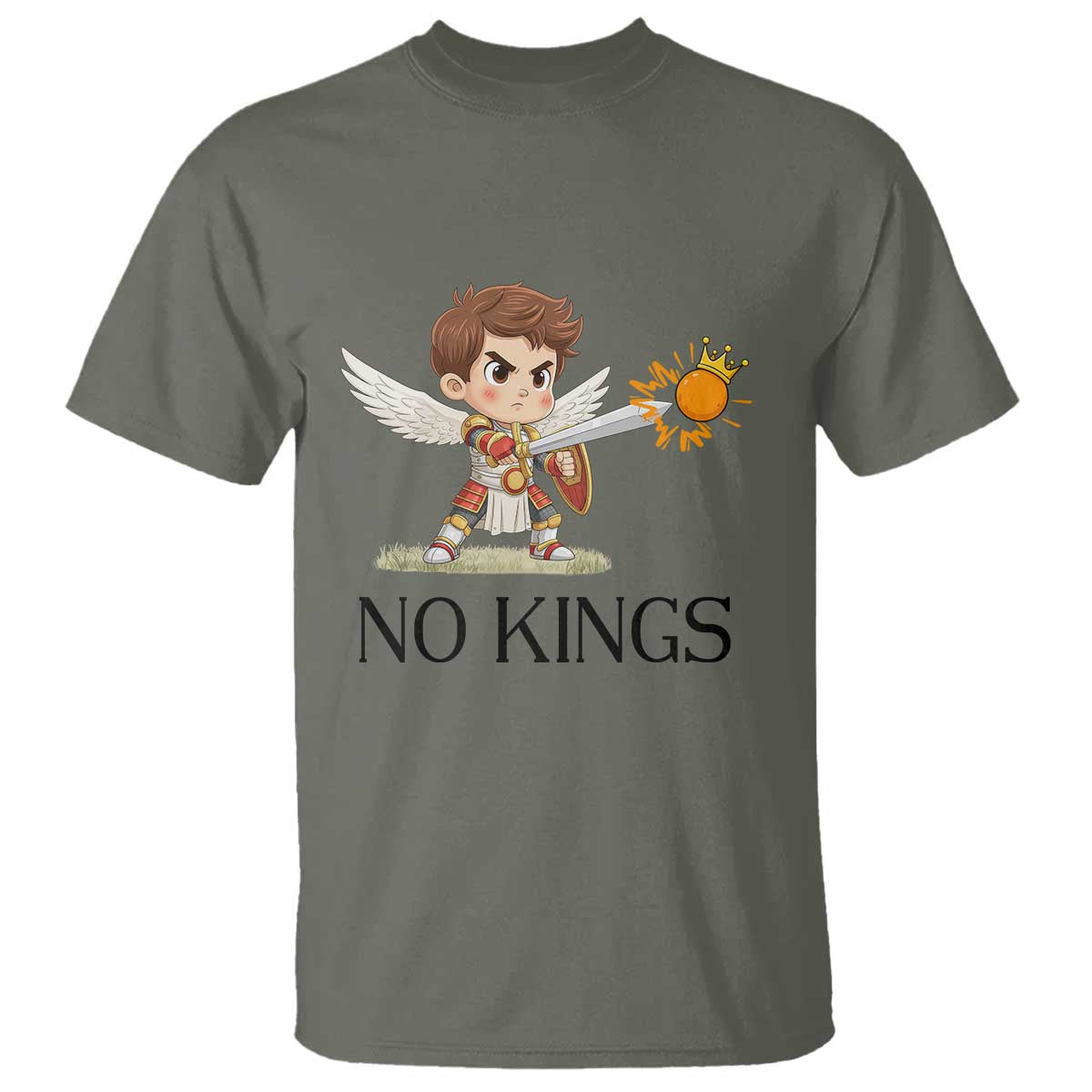 No Kings T Shirt Funny Saint Michael Topples The Crown