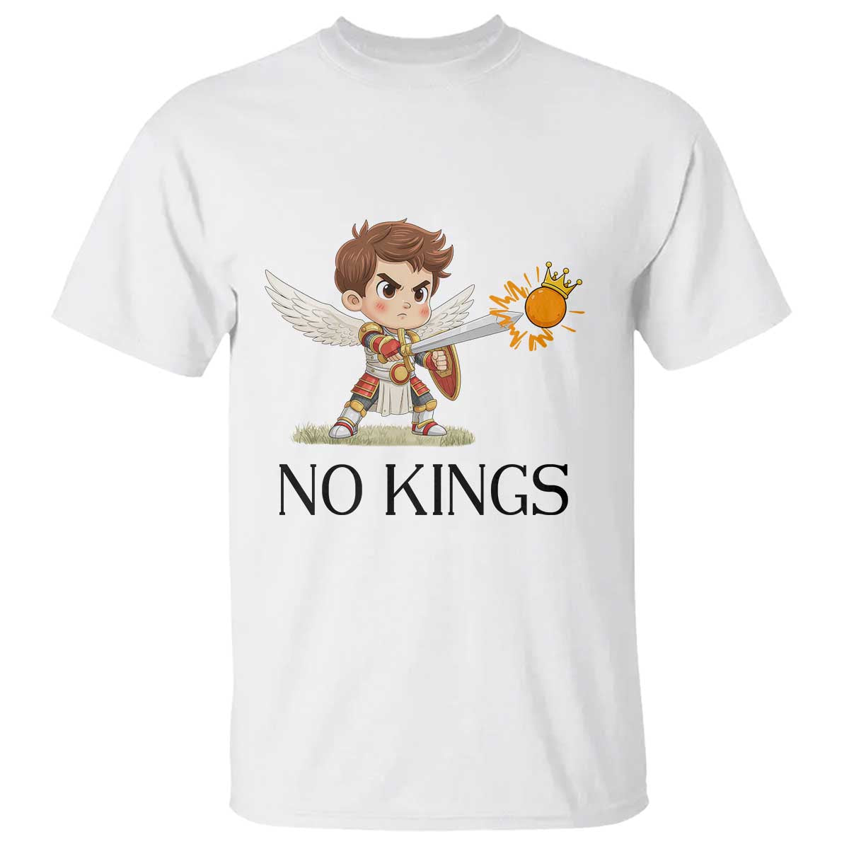 No Kings T Shirt Funny Saint Michael Topples The Crown