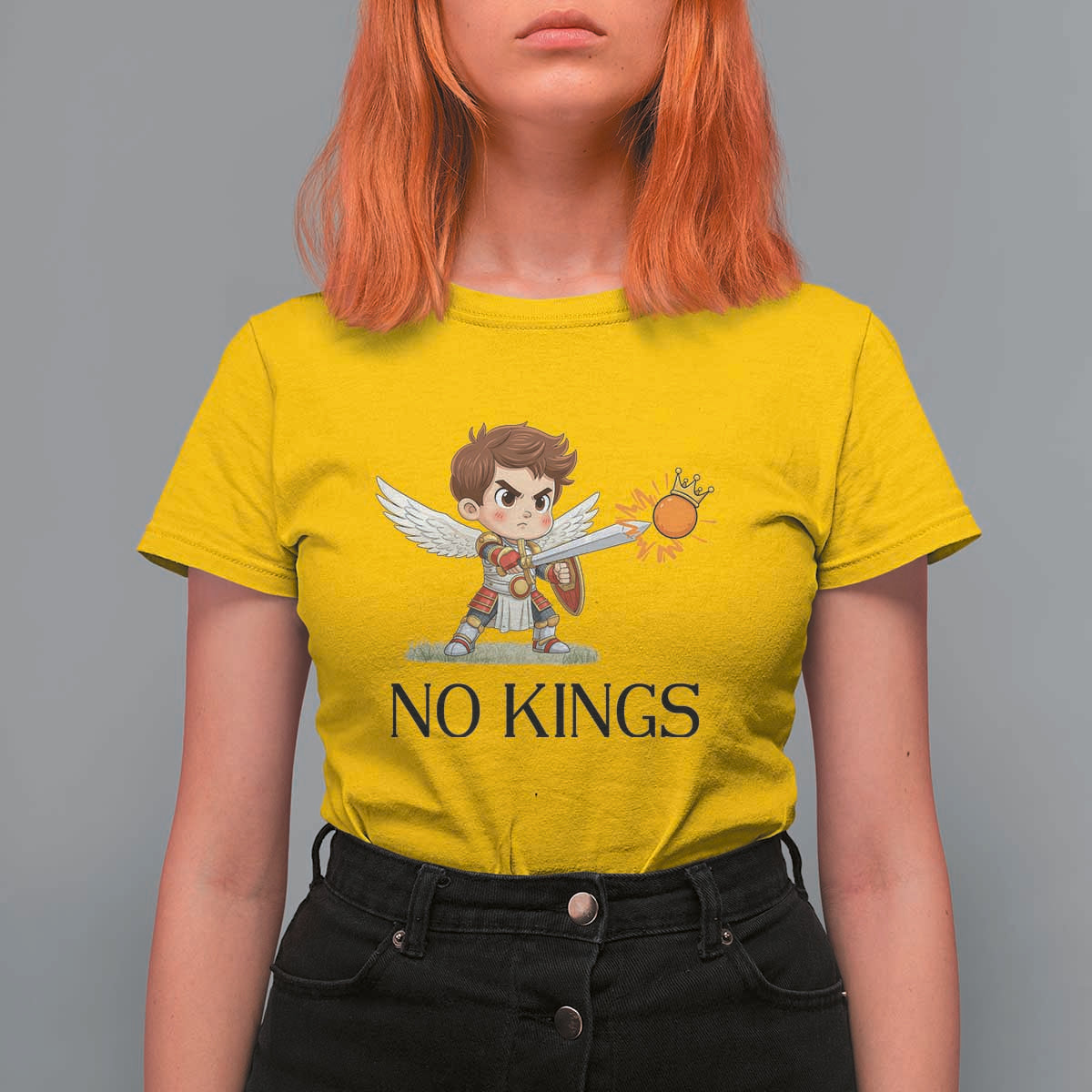 No Kings T Shirt For Women Funny Saint Michael Topples The Crown
