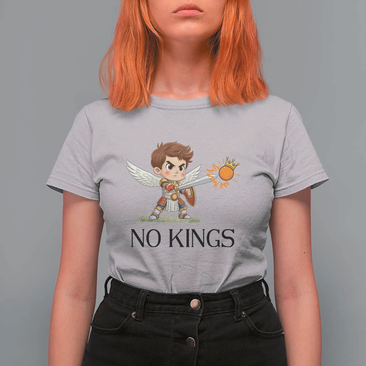 No Kings T Shirt For Women Funny Saint Michael Topples The Crown