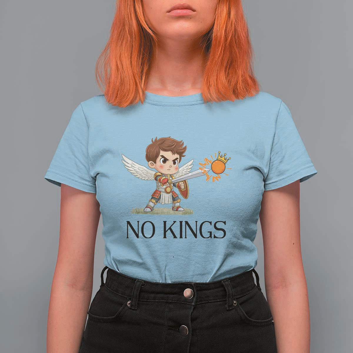No Kings T Shirt For Women Funny Saint Michael Topples The Crown