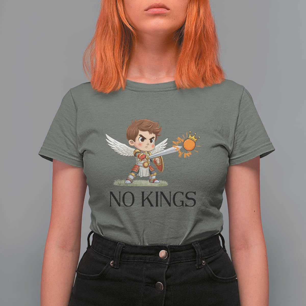 No Kings T Shirt For Women Funny Saint Michael Topples The Crown