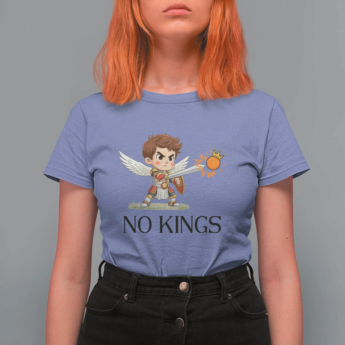 No Kings T Shirt For Women Funny Saint Michael Topples The Crown