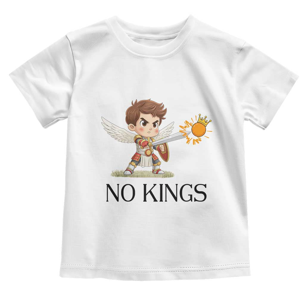 No Kings Toddler T Shirt Funny Saint Michael Topples The Crown