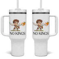 No Kings Tumbler With Handle Funny Saint Michael Topples The Crown