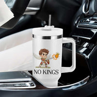 No Kings Tumbler With Handle Funny Saint Michael Topples The Crown