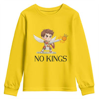 No Kings Youth Sweatshirt Funny Saint Michael Topples The Crown