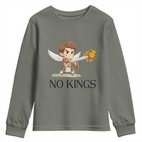 No Kings Youth Sweatshirt Funny Saint Michael Topples The Crown