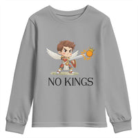 No Kings Youth Sweatshirt Funny Saint Michael Topples The Crown