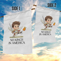 No Kings In America Garden Flag Funny Saint Michael Kicking Crown