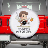 No Kings In America Spare Tire Cover Funny Saint Michael Kicking Crown