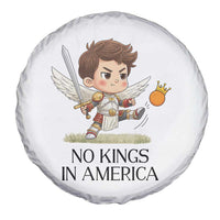 No Kings In America Spare Tire Cover Funny Saint Michael Kicking Crown