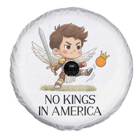 No Kings In America Spare Tire Cover Funny Saint Michael Kicking Crown
