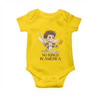 No Kings In America Baby Onesie Funny Saint Michael Kicking Crown