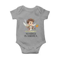 No Kings In America Baby Onesie Funny Saint Michael Kicking Crown