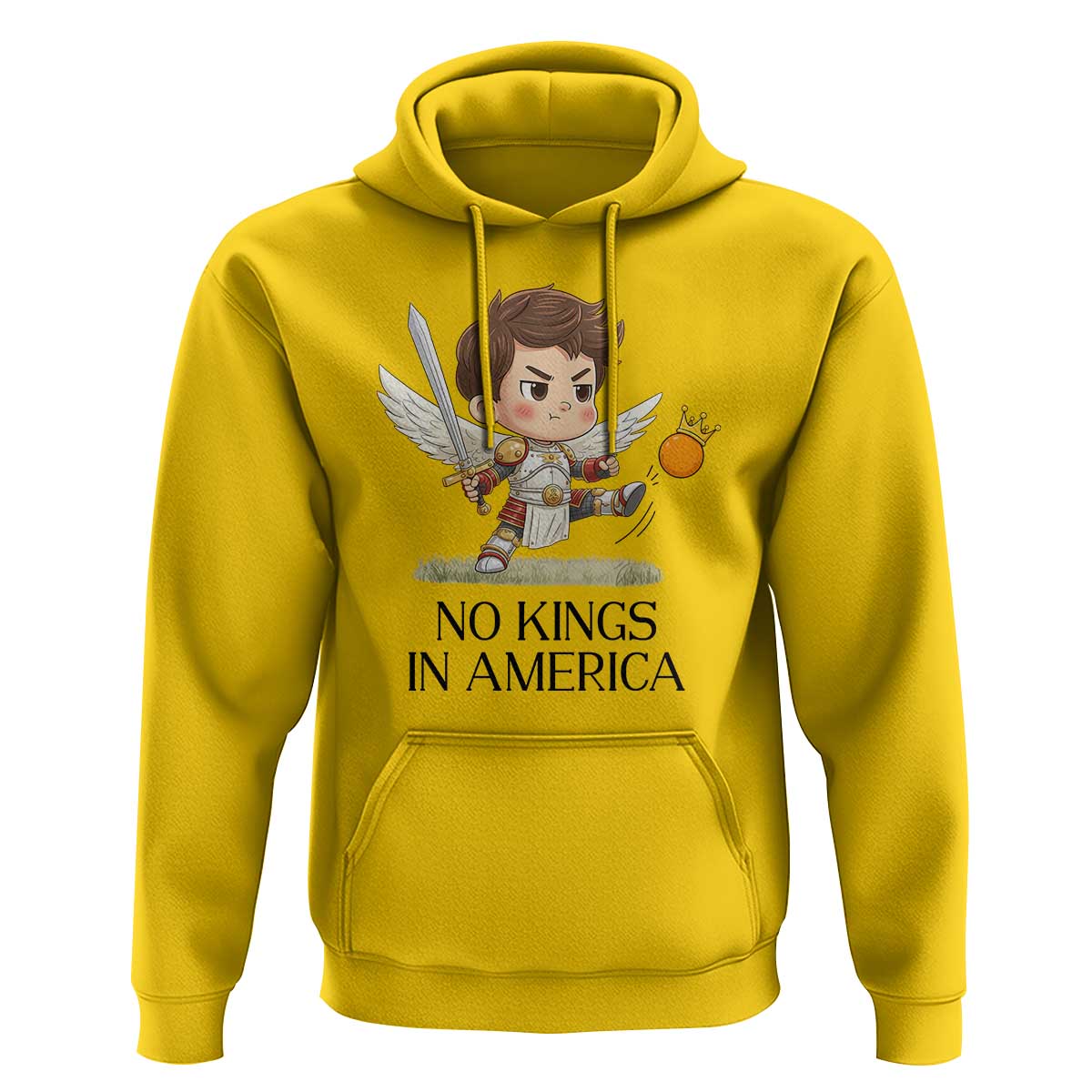 No Kings In America Hoodie Funny Saint Michael Kicking Crown